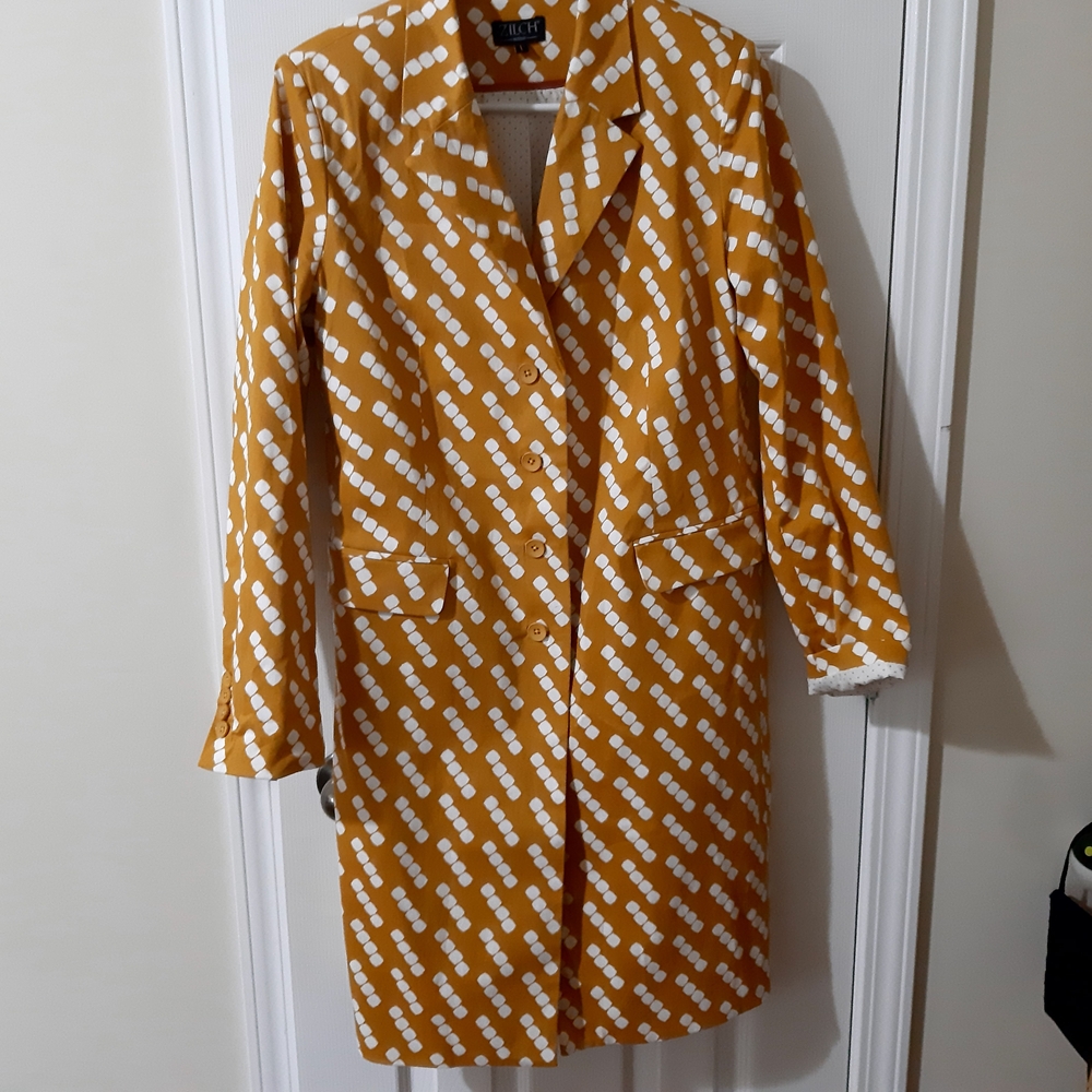 Zilch Mustard and White Patterned Trench Coat